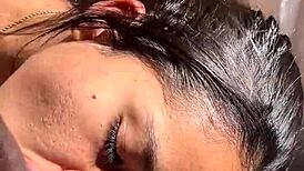 dreamy brunette slurps cock for amateur couple nysdel fun