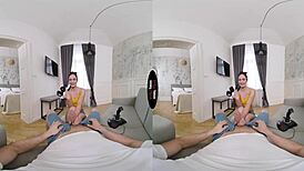 vr taboo feels insanely real as busty brunette gives pov titjob handjob blow