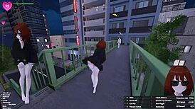 manaka's downtown flashing mission turns into wild futanari hentai exposure game