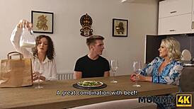 mature shaved mommy cunt gets caught and fucked sideways 😈💦