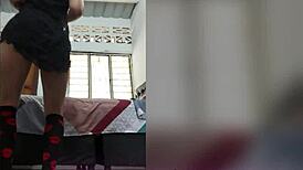 hey check my petite tits in sheer dress thong lingerie i'm trying on 😘