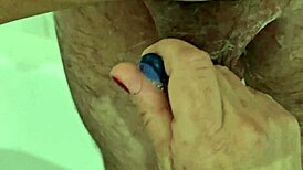 Amateur Milf Couple Shaves His Cock and Balls Pov Handjob Tease in Bedroom