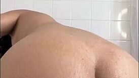 my client demands i ride my wet shaved latina pussy with monster dildo in shower