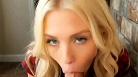 Perky blonde deepthroats cocks in explosive facial cum compilation