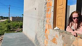 Caught couple fucking hard in construction site creampie!