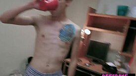 Hot teen bffs play strip pong then dive into wild bisexual orgy with ripped clothes and big cocks