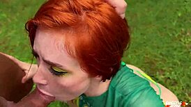 hot fitness redhead sweetie fox rides cock outdoors after football