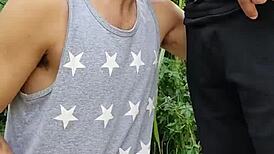 Endowed Farmer's Outdoor Feeding Frenzy Gets Filmed by Buddy