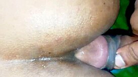 indian bhabhi takes rough anal creampie from huge cock close-up