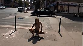 Blue Angel Body Painted Naked Stroll in Public