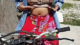 Nippleringlover's kinky mom shoves string thru stretched pierced nipples babe