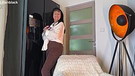 Fat hairy mature BBW dildo fucks wet pussy homemade orgasm