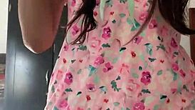 Innocent Pajama Girl Flashes Natural Tits on Hidden Spy Cam