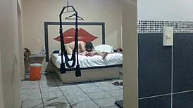 Mexican big ass hooker shows up sucking cock then taking it deep