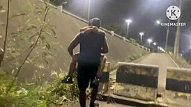 wife cheats cuck with hung black stud on empty street