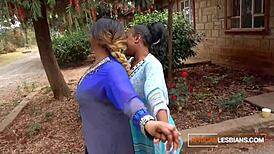 bbw ebony lesbians grind sloppy on shared double dildo homemade