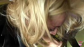 Blonde Stocking Slut Takes Double Penetration And Mouthful Of Big Cock