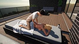 Bookworm teacher milf jerks huge cock in shower gameplay