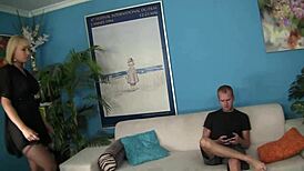 Mellanie Monroe Gulps College Jizz Load in Living Room!