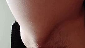 Skinny brunette masturbates hairy beaver solo until intense orgasm hits