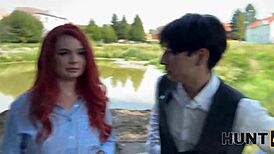 i'm that redhead whore cheatin on boyfriend public playin natural tits