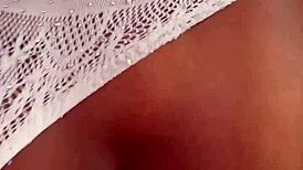 Skinny Ebony Gags on Monster Cock Sloppy Blowjob Before Anal Creampie