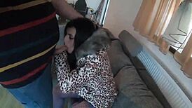 milfycalla face fucks cock till cum coats glossy jacket