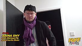 Fake Hostel Natural Babe Takes Two Monster Cocks First Time