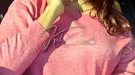 i'm the slutty latina wife flashing truckers on our sp car ride with hubby watching