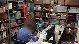 brunette shoplifter fucked hard by old mature deepthroat domination