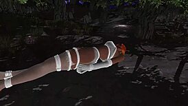 redhead bound in stockings squirms from nightmare vibrator orgasm game
