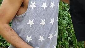 Endowed Farmer's Outdoor Feeding Frenzy Gets Filmed by Buddy