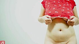 huge load blasts milf's massive natural tits backstage after deep blowjob