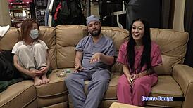 what happens backstage when dr tampa gloves up blaire celeste's pierced nipples and shaved pussy in latex?