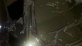 Curvy european mommy wife flashes pantyhose cameltoe ass outdoor public piss