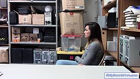 security guard rams brunette teen shoplifter pussy at work