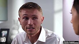 Petite stepsis deepthroats stepbro's cock then rides to keep secret