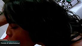 beautiful mulatto teen licks black giant cock before doggystyle pounding and cowgirl bounce