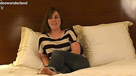 Julie Young 18+ wears fresh facial cum all over