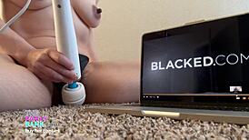 i watch porn rubbing my wet pussy to huge black cock fantasy cumming in panties