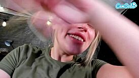 this sexy blonde soldier girl rips clothes and fingers her dripping tight pussy on cam for her boyfriend