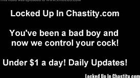 your chastity device locks you tight while i tease your bound cock with femdom toys pov