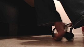 Sneaky Voyeur Peeks at Tall Mistress's Dirty Soles, Crunching Toes in Heels