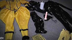 triple latex layers quadruple gloves gasmask bondage