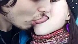 Lesbian lovers lock lips in deep wet kisses leading to massive cumshot exchange