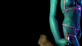 Sexy blue demon hentai anime girl grinds lap dance cowgirl riding monster cock 3d