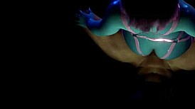 Sexy blue demon hentai anime girl grinds lap dance cowgirl riding monster cock 3d