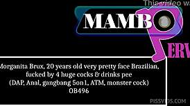 Morganita Brux 20-Year-Old Pretty Brazilian Fucked by Four Huge Cocks Dap Pissing Anal Gangbang