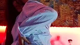 Colombian brunette solo masturbates dildo outdoor flashing natural tits live.