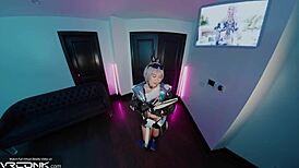 vr conk's asian silver wolf deepthroats and doggystyles in honkai star rail cosplay parody